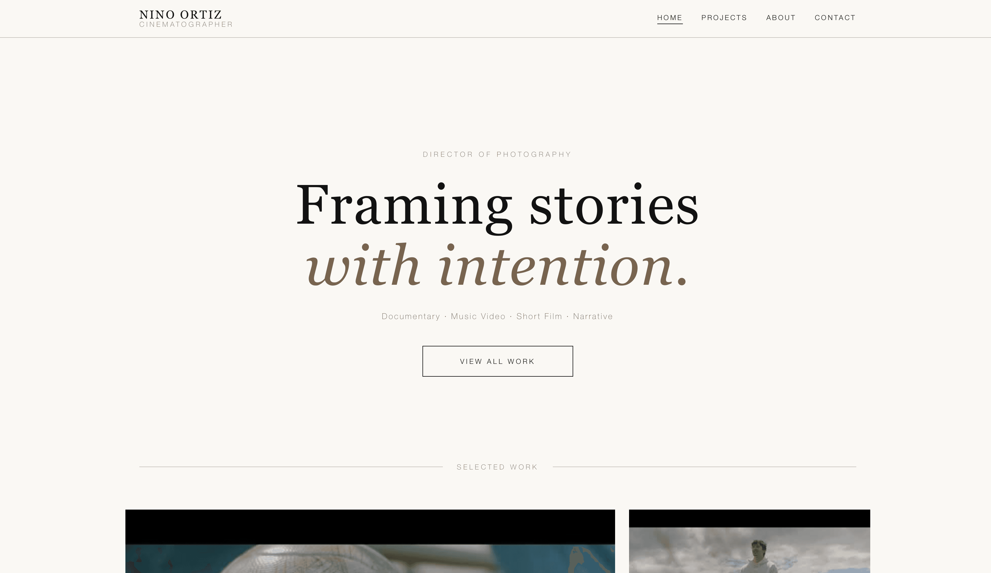 Nino Ortiz portfolio homepage